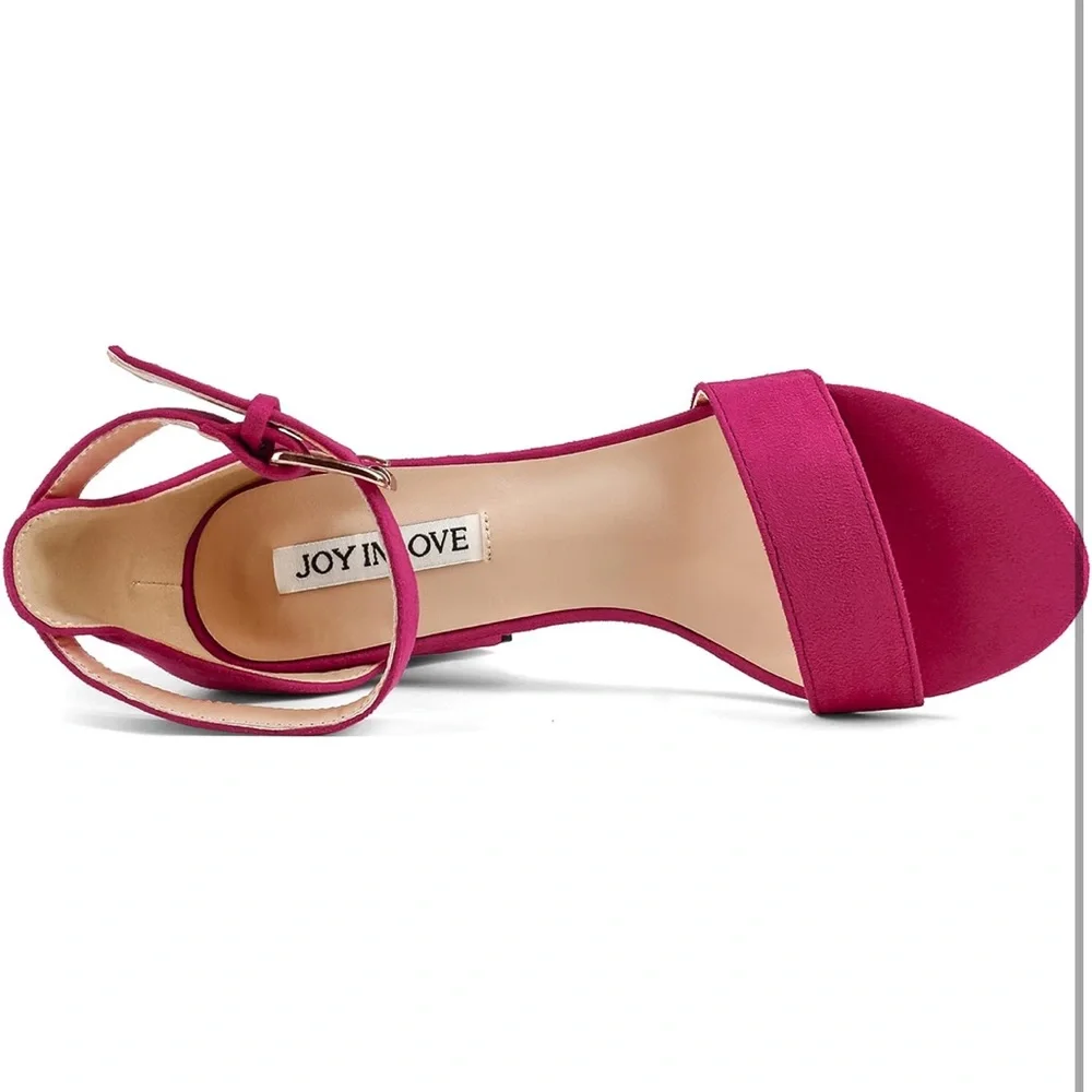 NWT JOY IN LOVE 3.5" Chunky Block Heels, Ankle Strap - Picture 3 of 7